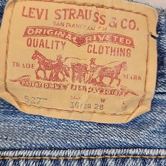 Levi's 527 red tab blue denim bootcut jeans Size 28 Juniors 16 - Picture 3 of 15